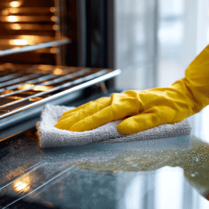 Backofenscheibe Reinigung per Tuch