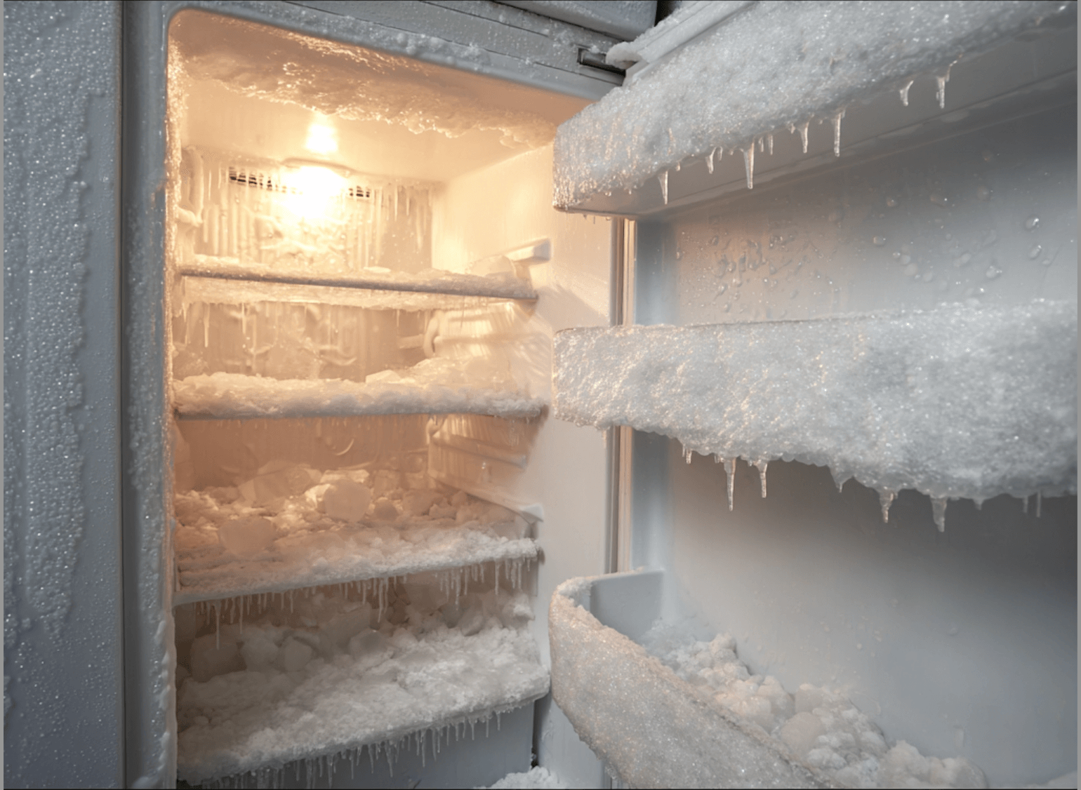 Stark vereister Kühlschrank