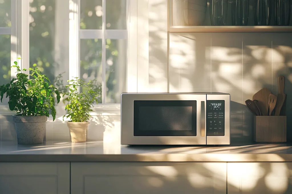 Saubere Mikrowelle auf der Arbeitsplatte