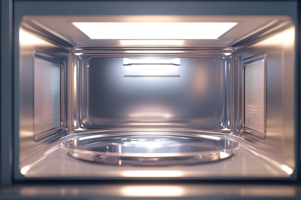 Sauberer Innenraum einer Mikrowelle, die gereinigt wurde