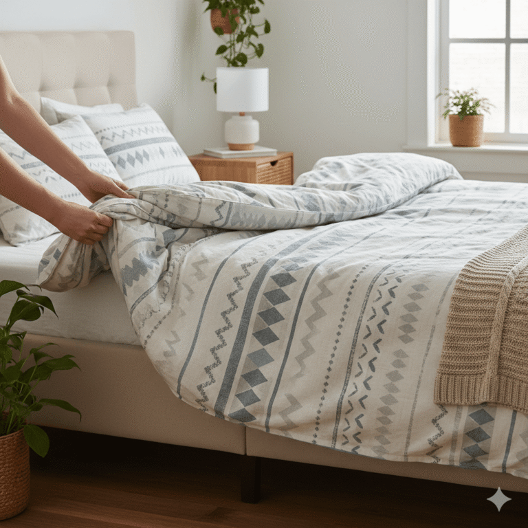 Bettwäsche waschen: Bettdecke abziehen