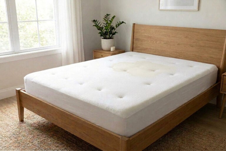 Gelbe Flecken auf einer Matratze in einem Schlafzimmer