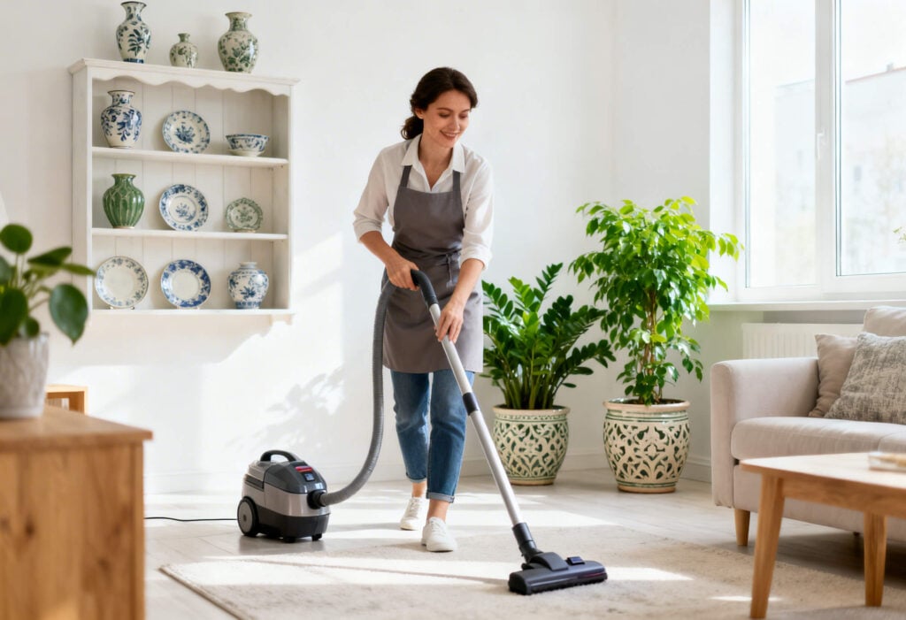 Putzfrau in München auf Rechnung saugt das Wohnzimmer