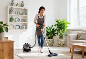 Putzfrau in München auf Rechnung saugt das Wohnzimmer