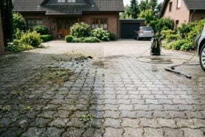 Pflastersteine reinigen mit Hochdruckreiniger